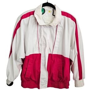 Vintage 80s 90s Fleet Street Ski Wind Breaker Jacket Women Size Large S Pink/Red